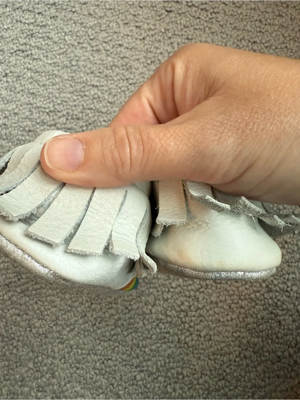 Freshly Picked Moccasins Rainbows Leather Baby soft sole Shoes Size 4